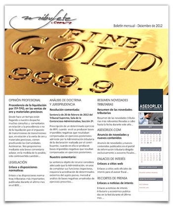 Bolet�n mensual diciembre 2012