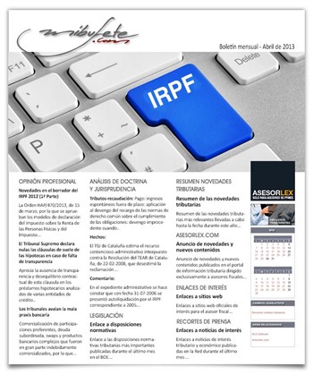 Bolet�n mensual abril 2013